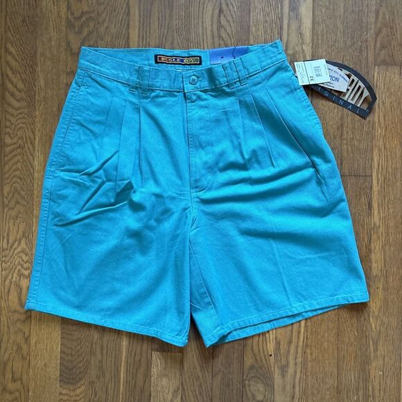 Bugle Boy Other - NWT Bugle Boy Pleated Chino Shorts Teal Mens 32 8" Golf Preppy‎ 90s Dad NOS VTG